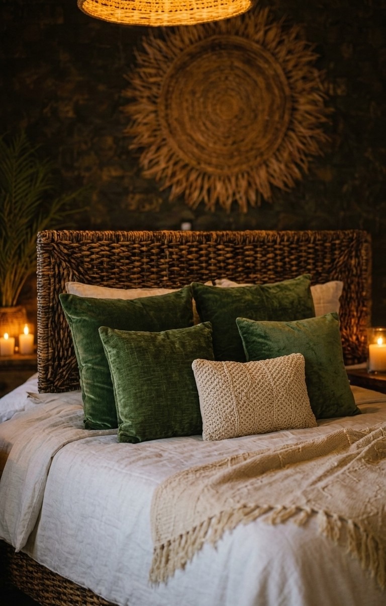 Detalhe da decoração da cama